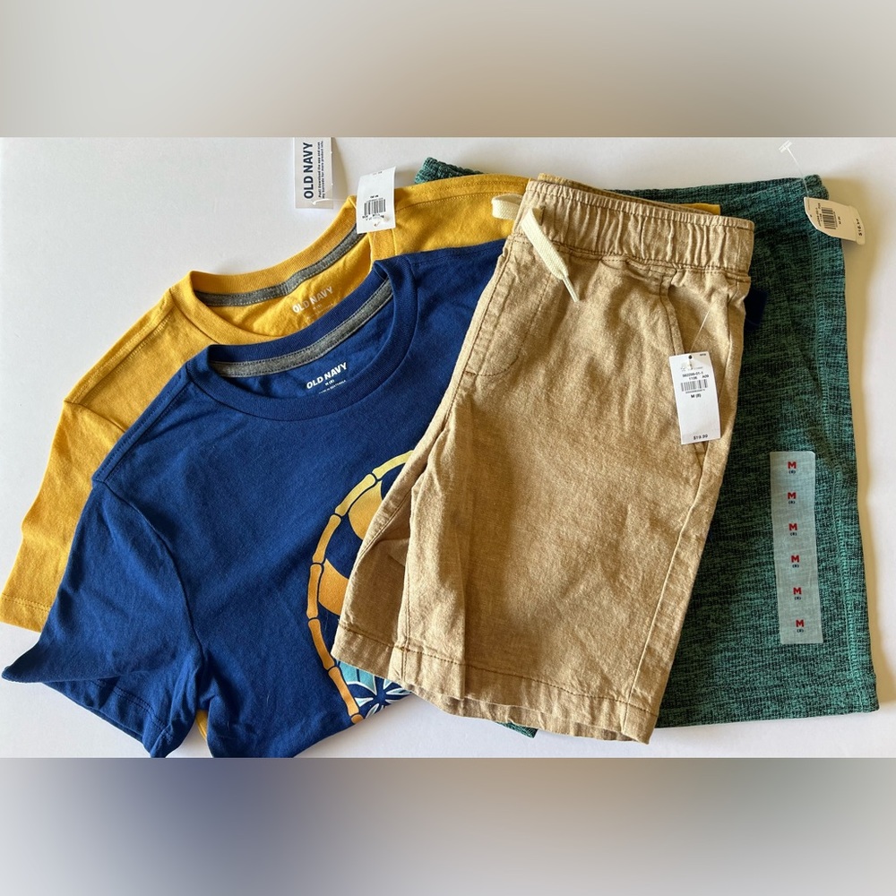 2 Shorts Set Boys Old Navy Graphic Tops Sz Medium/8 All NWT